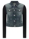 Coperni Hybrid Denim And Knit Jacket In Black
