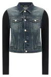 Coperni Hybrid Denim And Knit Jacket In Black
