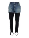 Coperni Layered Denim Shorts With Ribbed Leggings And Secure Fit In Black