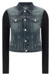 Coperni Hybrid Denim And Knit Jacket In Blue
