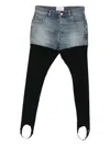 Coperni Layered Denim Shorts With Ribbed Leggings And Secure Fit In Black