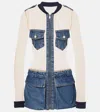 Coperni Denim Asymmetrical Flower Mini Dress In Beige