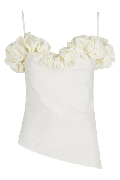 Coperni Ivory Ruffle-detail Jersey Top