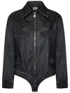 Coperni Long-sleeved One-piece Leather Jacket In Black