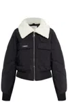Coperni Logo-patch Faux-shearling Puffer Jacket In Black