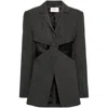Coperni Pinstriped Twisted Blazer In Grey