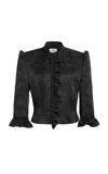 Coperni Jacquard Slim-fit Pleated Jacket In Black