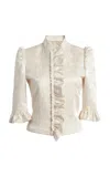 Coperni Jacquard Slim-fit Pleated Jacket In Neutral