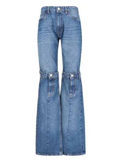 Coperni Open-knee Cotton Straight Jeans In Washed Blue
