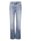 Coperni Mid-blue Straight-leg Cropped Jeans With Leather Detail In Blue
