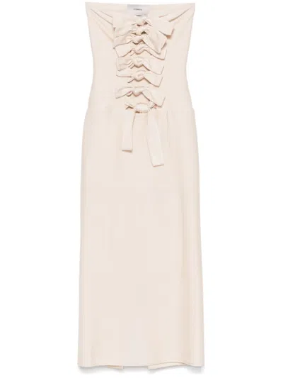 Coperni Jersey Knot-detail Midi Dress In Neutrals