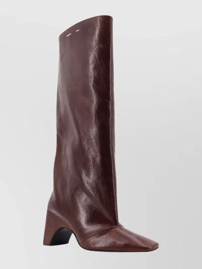Coperni Knee-high Leather Block Heel Boots In Brown