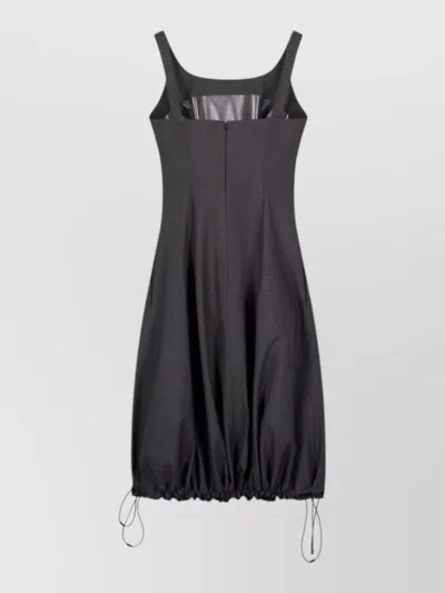 Coperni Knee Length Dress Square Neck Drawstring Hem In Gray