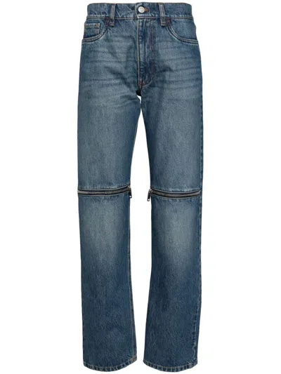 Coperni Knee Zip Jeans In Blue