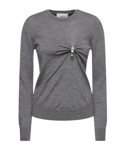 Coperni Knitted Crew Neck Sweater In Gray