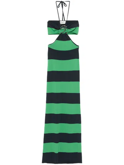 Coperni Knitted Halter Dress Woman Green And Blue In 绿色