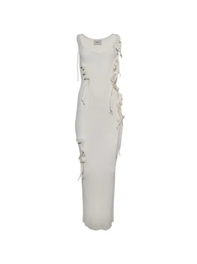 Coperni Knitted Ribbon Long Tank Dress White