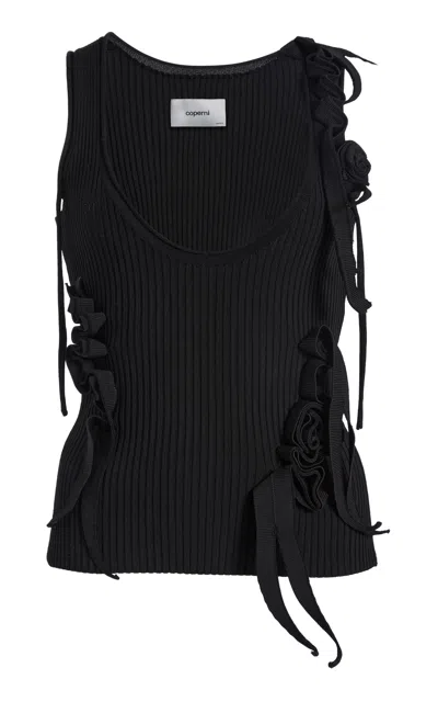 Coperni Knitted Ribbon Tank Top In Black