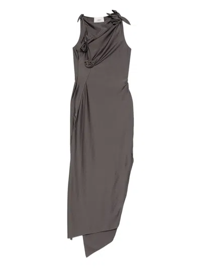 Coperni Knot-detail Midi Dress In Gray