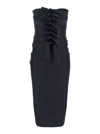 Coperni Knot Gala Midi Black Dress With Adjustable Knots In Stretch Jersey Woman In Black