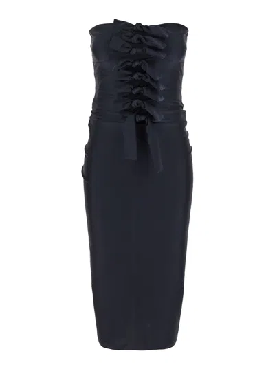 Coperni 'knot Gala' Midi Black Dress With Adjustable Knots In Stretch Jersey Woman
