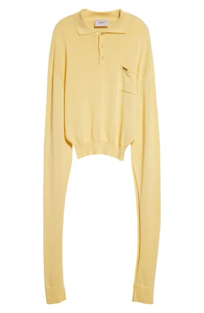 Coperni Knot Sleeve Cotton Polo Jumper In Pale Yellow