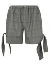 Coperni Knotted Checked Shorts In Grey