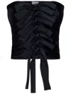 Coperni Gala' Black Top With Adjustable Knots In Stretch Fabric