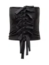 Coperni Gala' Black Top With Adjustable Knots In Stretch Fabric In Blue