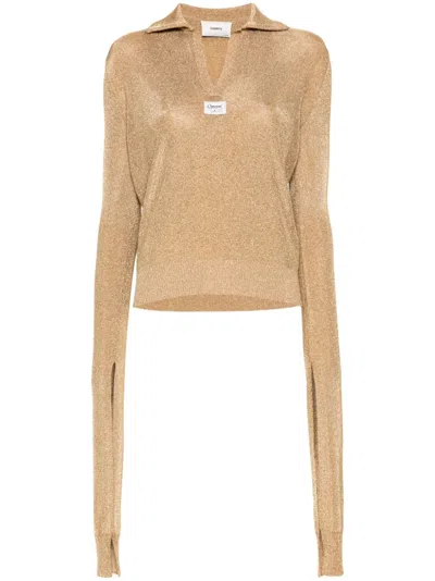 Coperni Knotted Polo Top In Gold