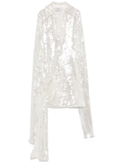 Coperni Knotted Sequinned Mini Dress In White