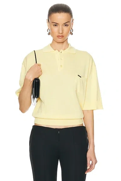Coperni Knotted Short Sleeved Polo Top In Pale Yellow