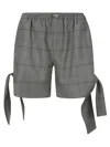 Coperni Knotted Checked Shorts In Grey