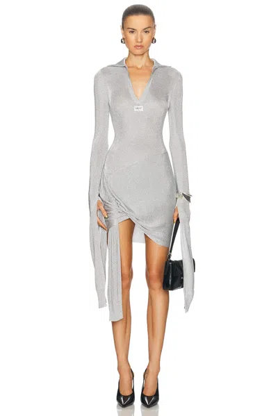 Coperni Knotted Sleeved Dress In Silver