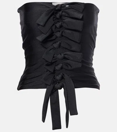Coperni Strapless Knotted Cutout Stretch-jersey Top In Black