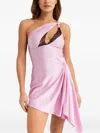 Coperni Lace-detail Asymmetrical Mini Dress In Pink