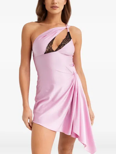Coperni Lace-detail Asymmetrical Mini Dress In Pink