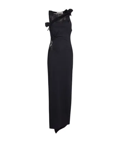 Coperni Lace Floral Dress In Black