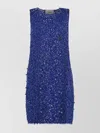 Coperni Lace Overlay Mini Dress With Decorative Buttons In Blue