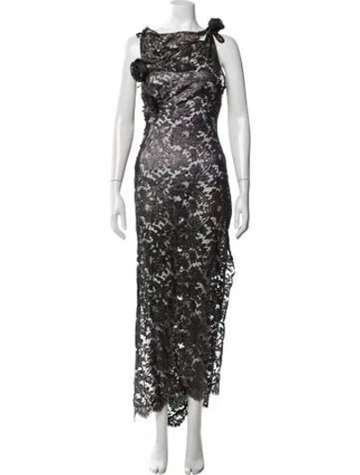 Pre-owned Coperni Lace Pattern Long Dress In Black