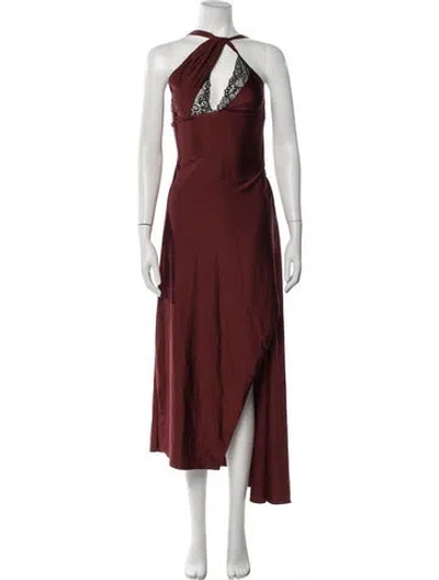 Pre-owned Coperni Lace Pattern Long Dress In Red