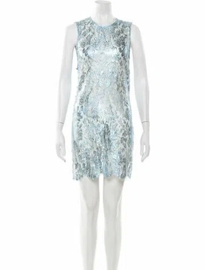 Pre-owned Coperni Lace Pattern Mini Dress In Blue/metallic