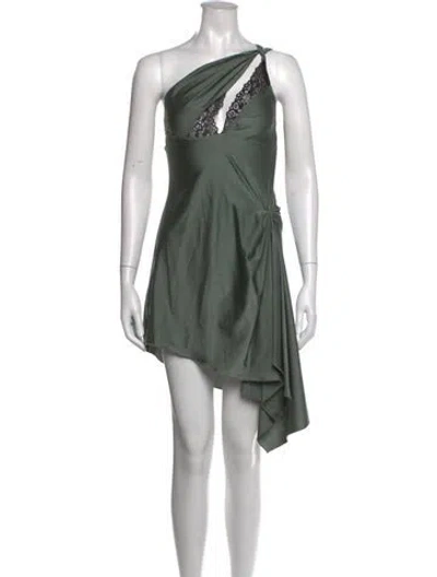 Pre-owned Coperni Lace Pattern Mini Dress In Green
