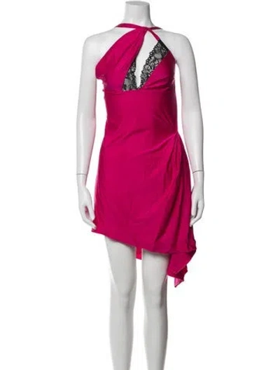 Pre-owned Coperni Lace Pattern Mini Dress In Pink