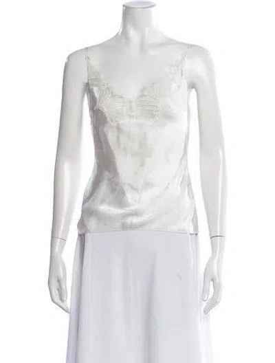 Pre-owned Coperni Lace Pattern V-neck Top In White
