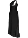 Coperni Asymmetric Black Satin Dress With Lace Details In Black