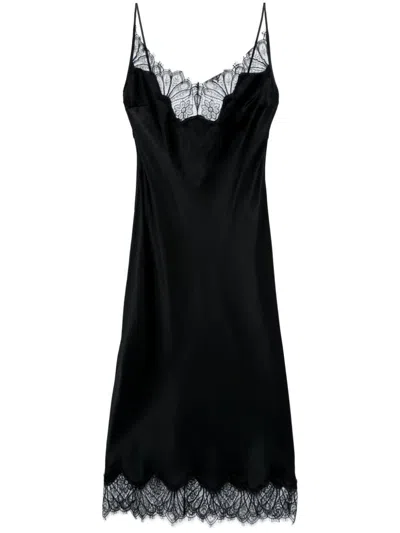 Coperni Lace-trim Midi Dress In Black