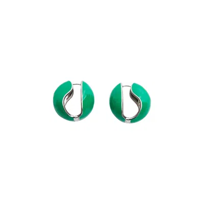 Coperni Lacquered Logo Earrings In Green