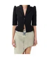 Coperni Cropped Slim-fit Tailored Jacket With Puff Sleeves In Black