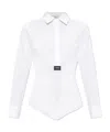 Coperni Bodysuit Collar Pointed Long Sleeves In White